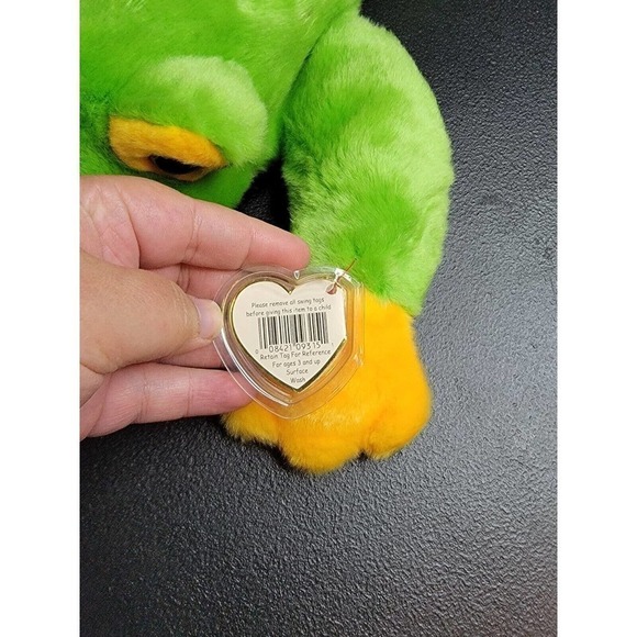 Ty Beanie Babie Green and Yellow 8in smoochy Frog - 4039 - Picture 2 of 8